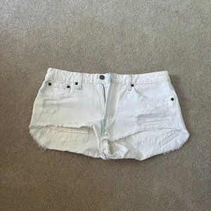 Carmar Ripped Denim Shorts, Size 27, White